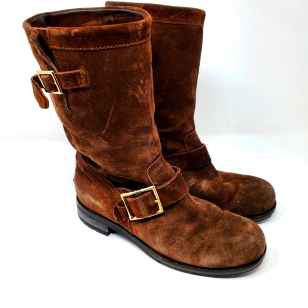Jimmy Choo Brown Suede Moto Boots